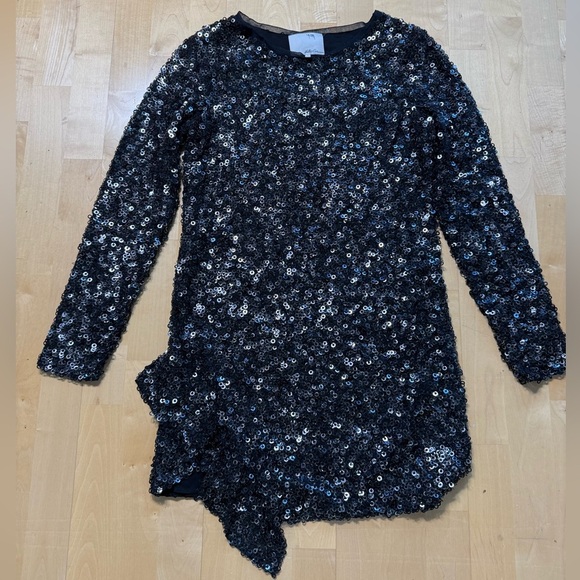 3.1 Phillip Lim Gun Metal Grey 100% Silk Sequin Shift Dress Size US 4 $850 MSRP - Picture 6 of 8